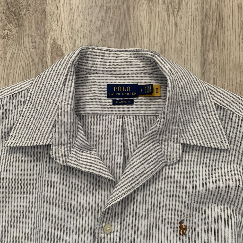 Polo by Ralph Lauren Women’s  Striped Button Down Shirt - Blue and White